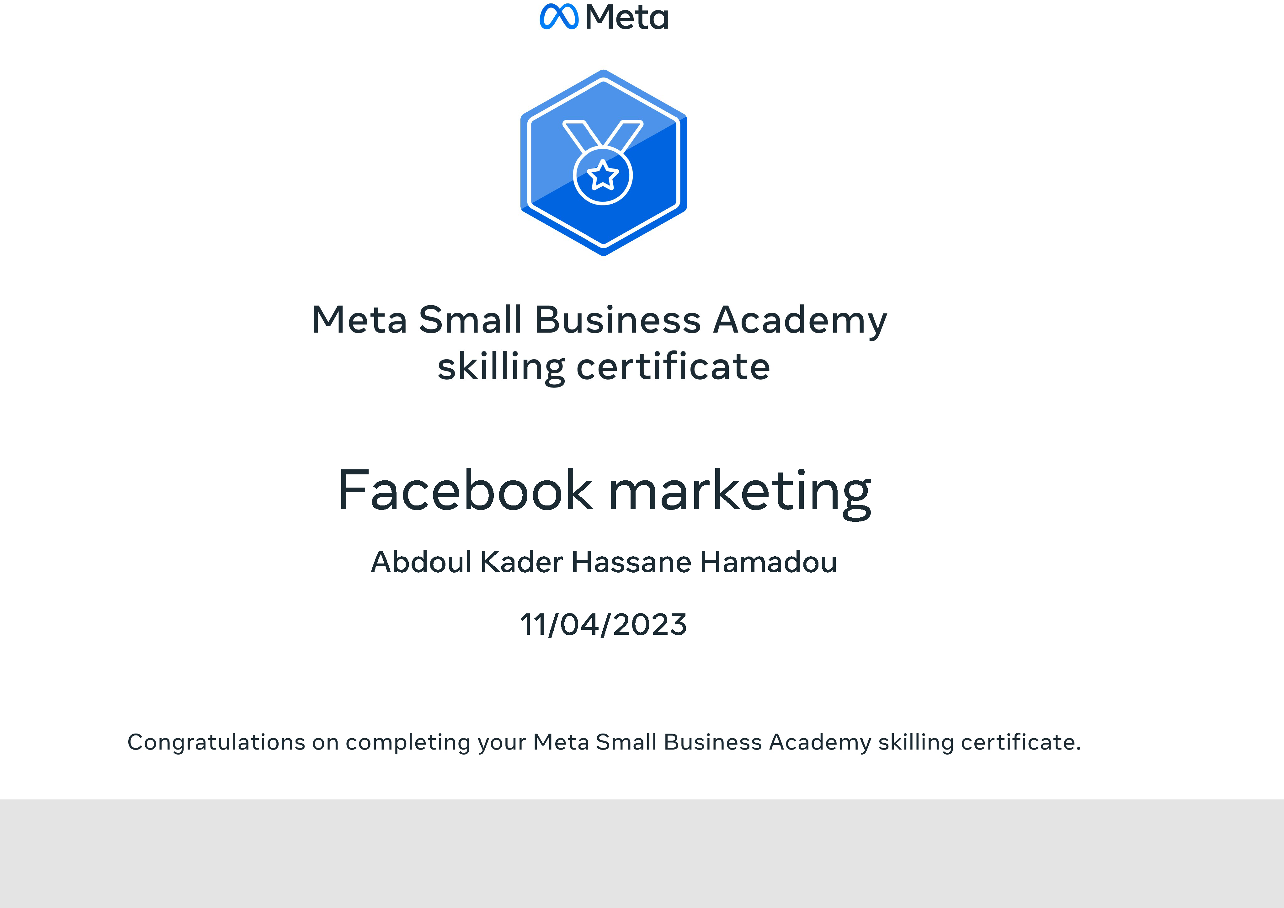 Abdoul Kader Hassane Hamadou Ceo-Fondateur 8 | Kasuwa Digital Facebook marketing de Meta !